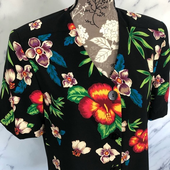 Vintage Casual Hawaiian Button Shirt Skorts Culotte Two Piece Outfit Set USA - Picture 2 of 16